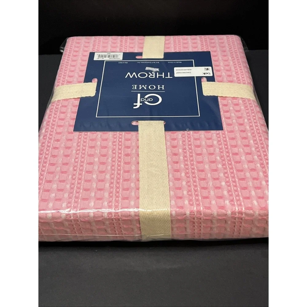 Carol & Frank Textured Waffle Throw Blanket Pink 50